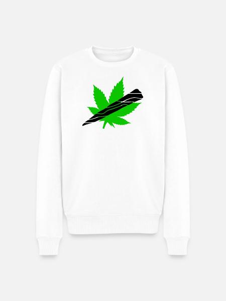 Neon Cannabis Leaf Graphic - Men's Premium Organic Jumper - white