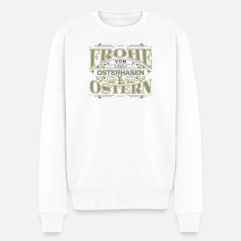 Frohe Ostern vom Osterhasen - Männer Premium Bio Pullover - Weiß