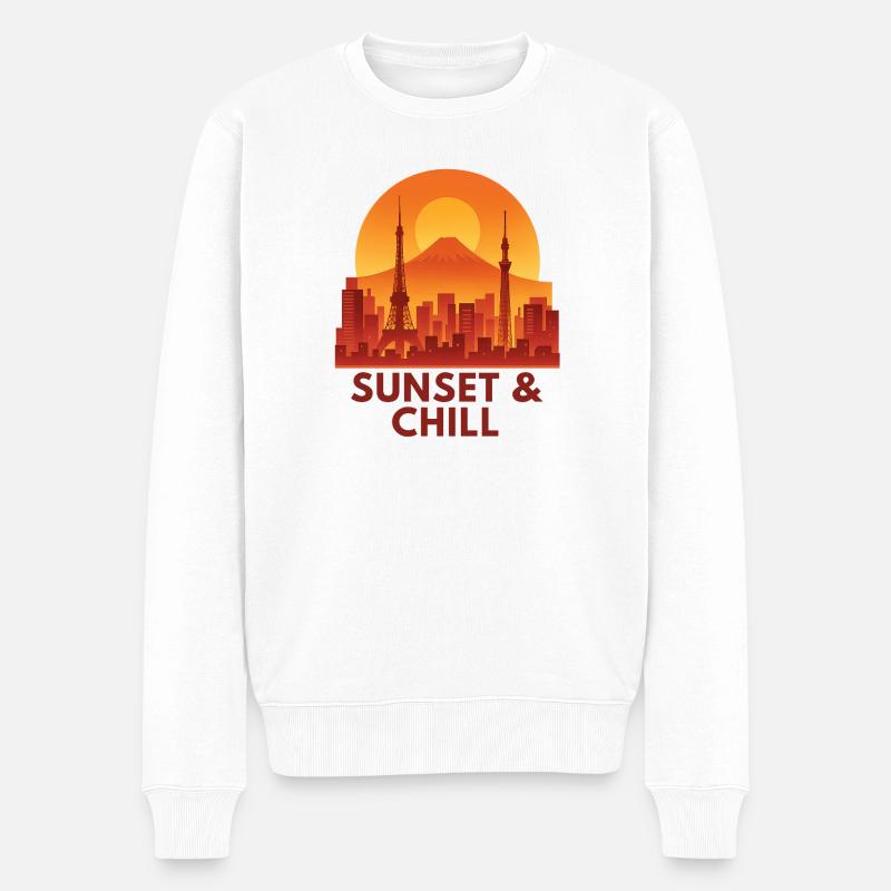 Tranquillité de Sunset City - Pull Premium bio Homme - blanc