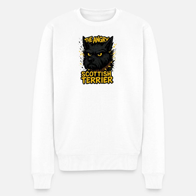 The Angry Scottish Terrier - Männer Premium Bio Pullover - Weiß