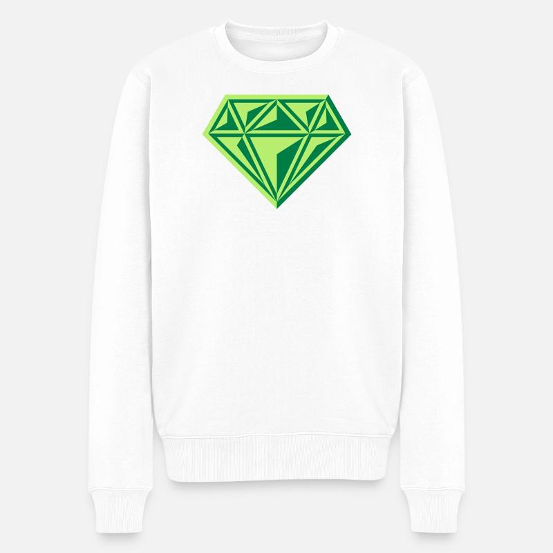 Diamant (Edelstein / Brillant / Symbol / Gre / 2C) - Männer Premium Bio Pullover - Weiß