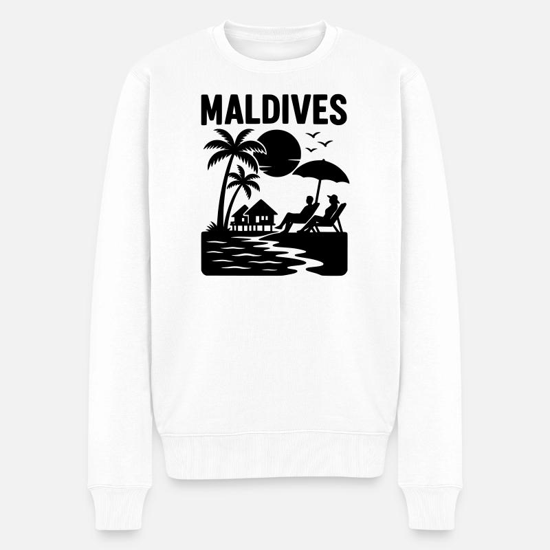 Malediven Maldives - Männer Premium Bio Pullover - Weiß