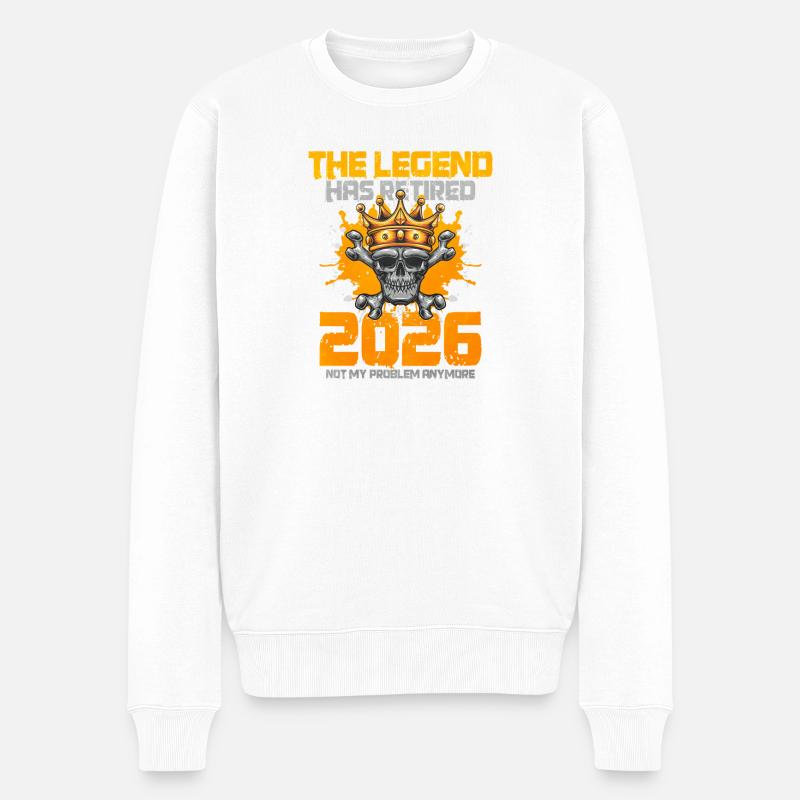 Legende Ruhestand 2026 Rente Geschenk - Männer Premium Bio Pullover - Weiß
