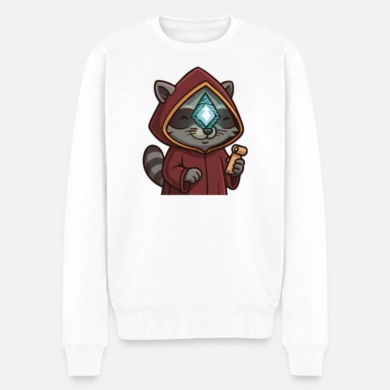 Ich fühl mich erleuchtet-Waschbär - Männer Premium Bio Pullover - Weiß