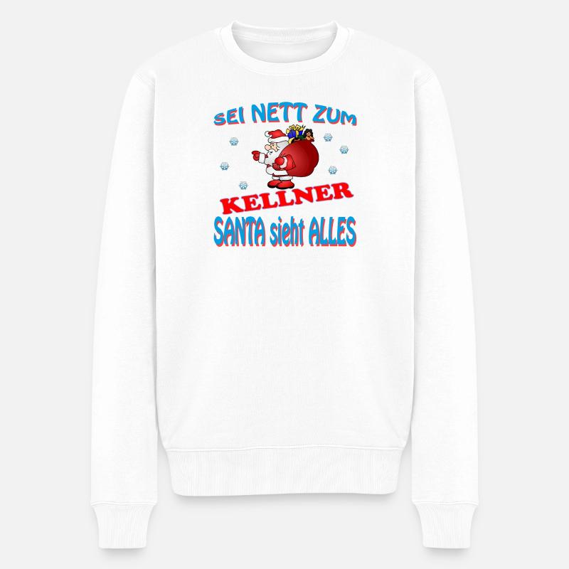 SANTA KELLNER - Männer Premium Bio Pullover - Weiß