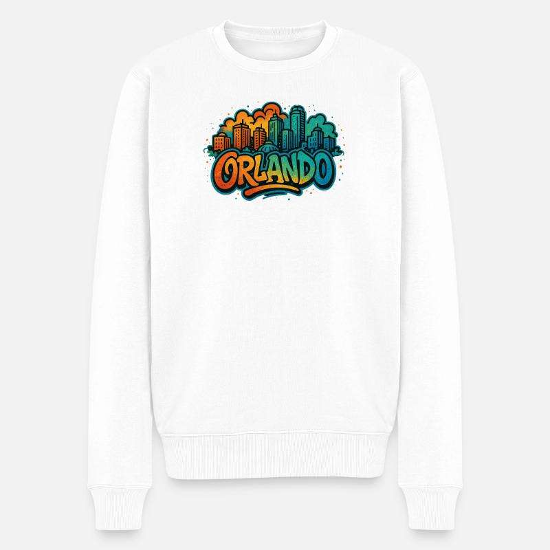 Orlando Graffiti Skyline - Männer Premium Bio Pullover - Weiß