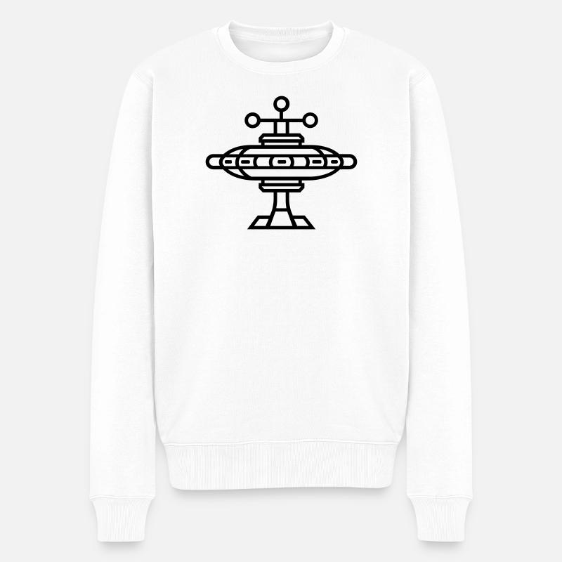 Raumstation - Männer Premium Bio Pullover - Weiß