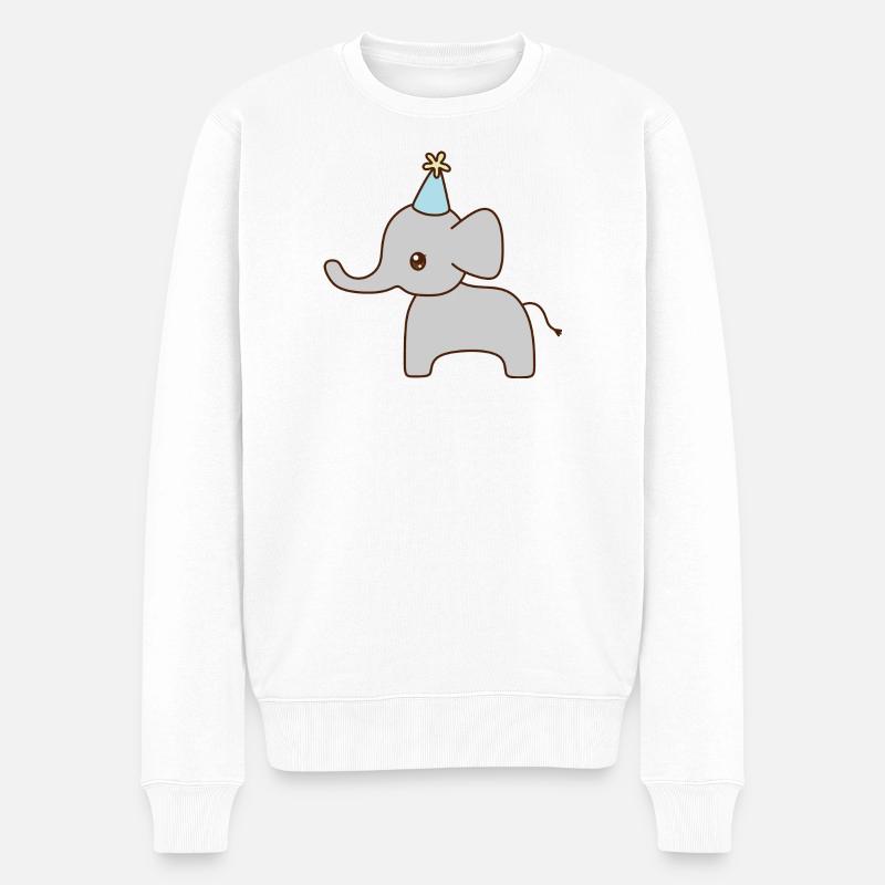 Elefant Party Hut - Männer Premium Bio Pullover - Weiß