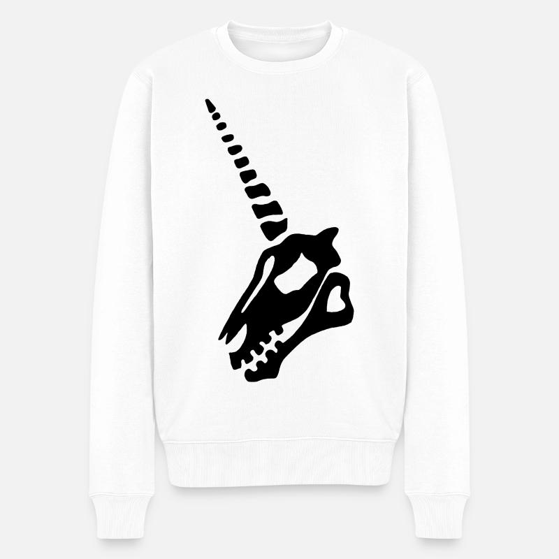 Schwarzes Einhorn Schädel - Männer Premium Bio Pullover - Weiß