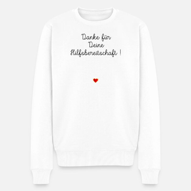 DANKE HILFSBEREITSCHAFT HERZ - Männer Premium Bio Pullover - Weiß