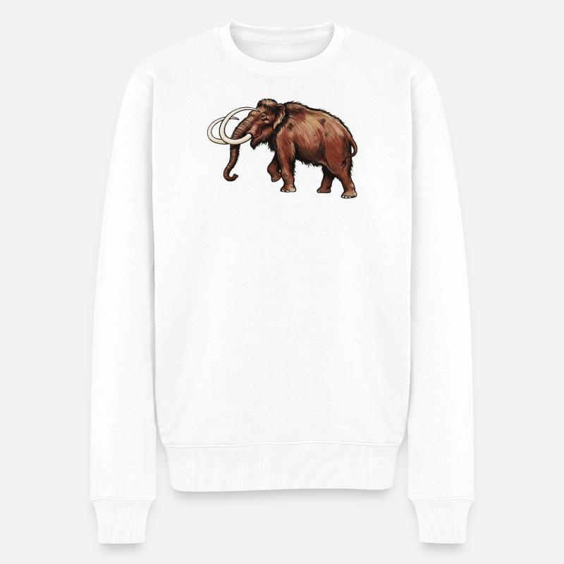 Wollmammut Vintage Illustration - Männer Premium Bio Pullover - Weiß