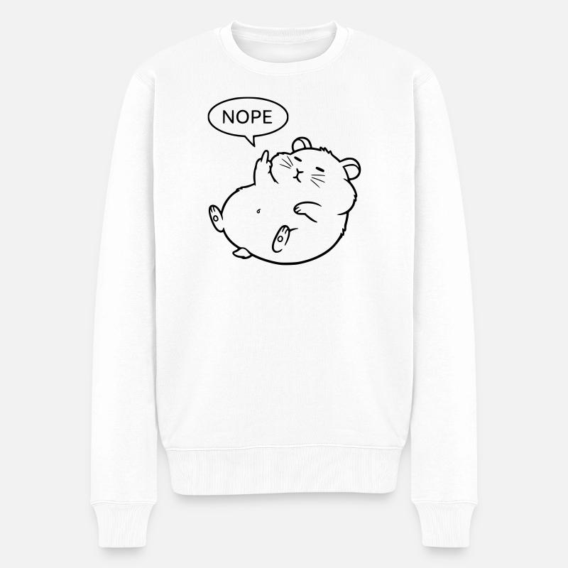 Nope Hamster | Lustiges Mittelfinger Statement - Männer Premium Bio Pullover - Weiß