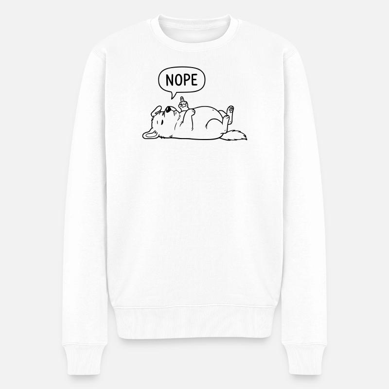 Nope Hund | Lustiges Mittelfinger Statement - Männer Premium Bio Pullover - Weiß