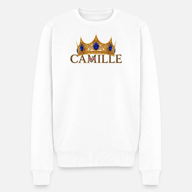 Couronne dorée Monogramme Camille - Pull Premium bio Homme - blanc