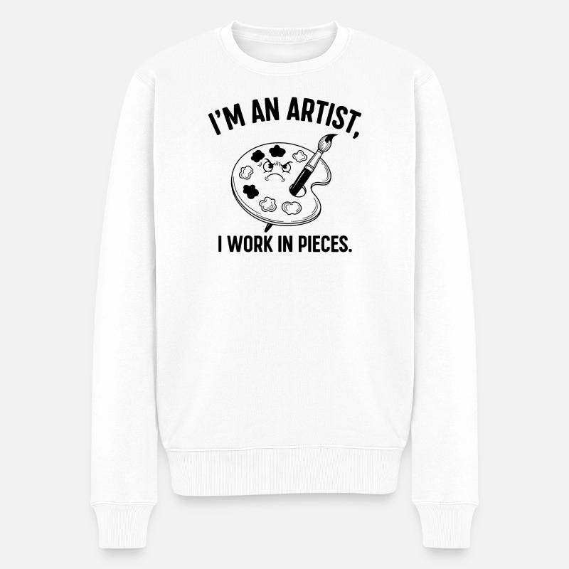 Ich arbeite in der Stückpalette - Männer Premium Bio Pullover - Weiß