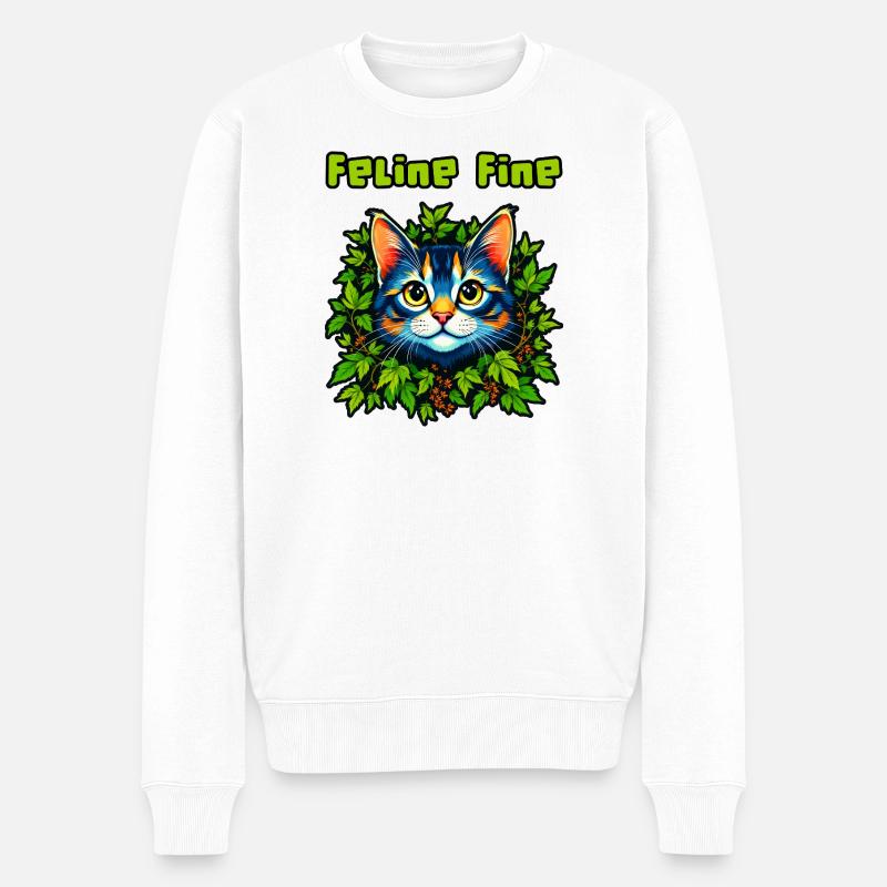 Katze fein #1 - Männer Premium Bio Pullover - Weiß