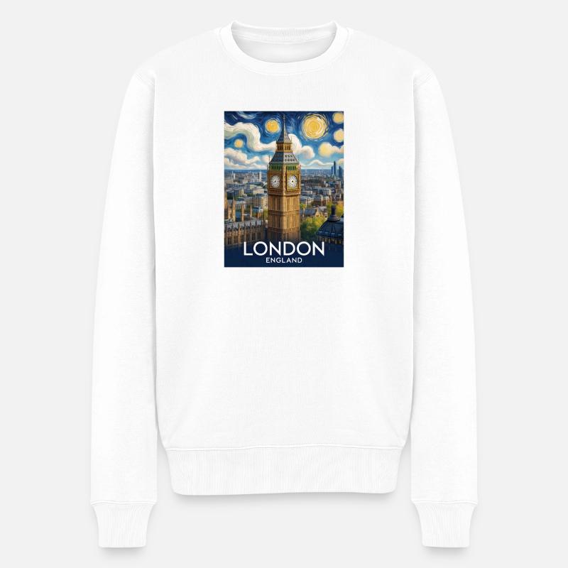 London - Männer Premium Bio Pullover - Weiß
