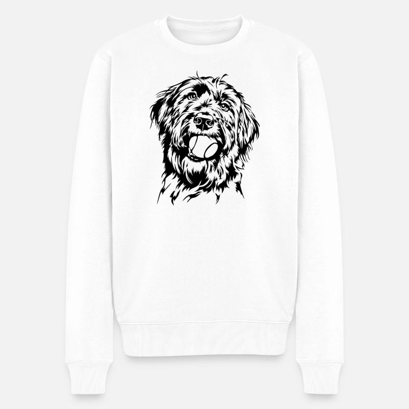 Briard Ball Balljunkie Chiens Wilsigns - Pull Premium bio Homme - blanc