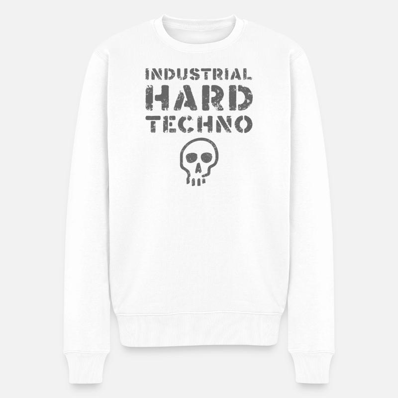 Industrial Hard Techno Totenschädel - Männer Premium Bio Pullover - Weiß