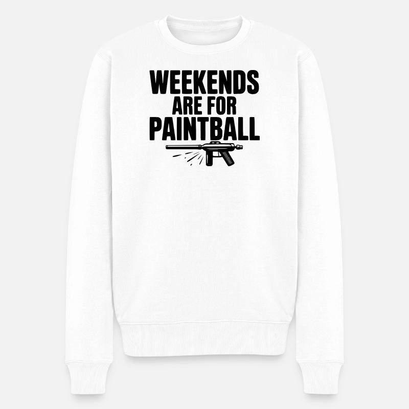 Wochenenden sind für Paintball - Männer Premium Bio Pullover - Weiß