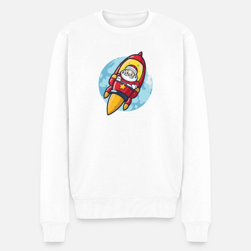 Weihnachtsmann Rakete Santa Weihnachten - Männer Premium Bio Pullover - Weiß