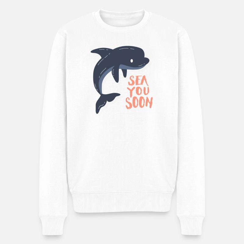Nautic Design Dolphin Sea Bis bald - Männer Premium Bio Pullover - Weiß