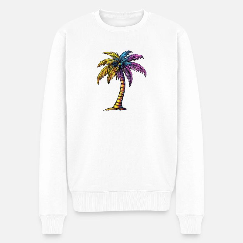Plage de Palm Tree - Pull Premium bio Homme - blanc