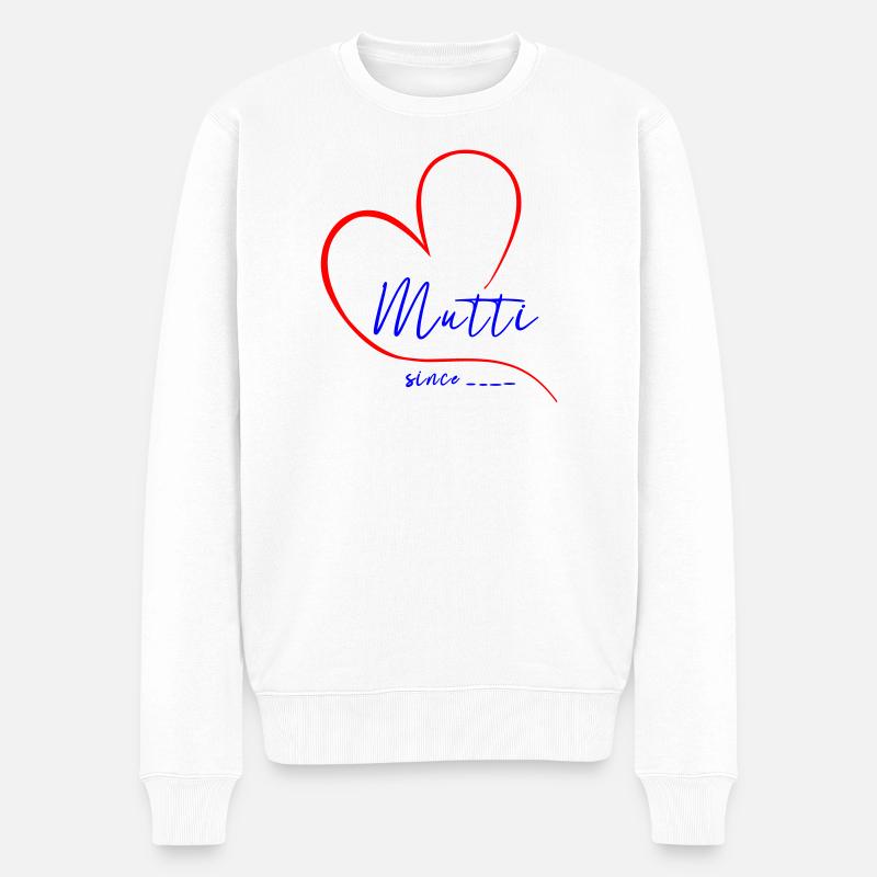 Mutti Herz  - Männer Premium Bio Pullover - Weiß