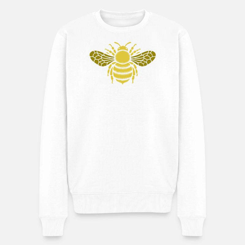 Goldene Biene Muster - Männer Premium Bio Pullover - Weiß