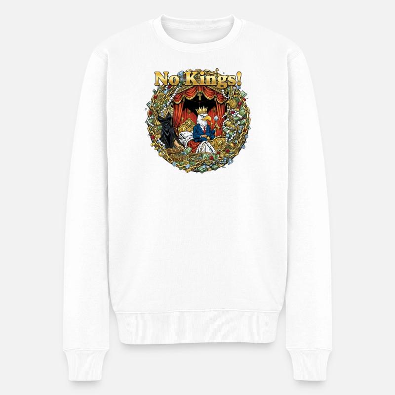 Kein König: Reichtum und Krone - Männer Premium Bio Pullover - Weiß
