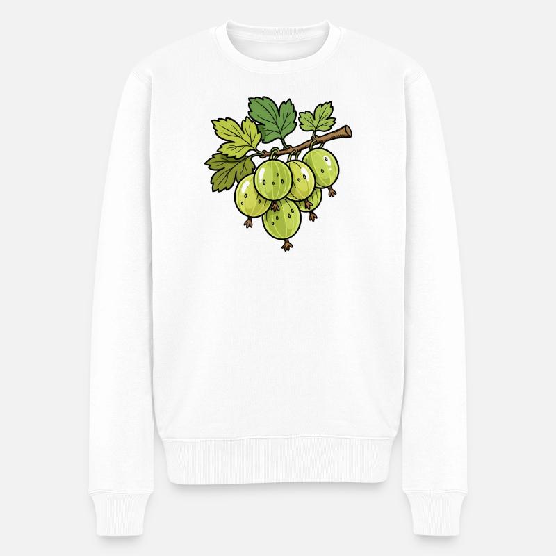 Stachelbeeren Zweig Illustration - Männer Premium Bio Pullover - Weiß