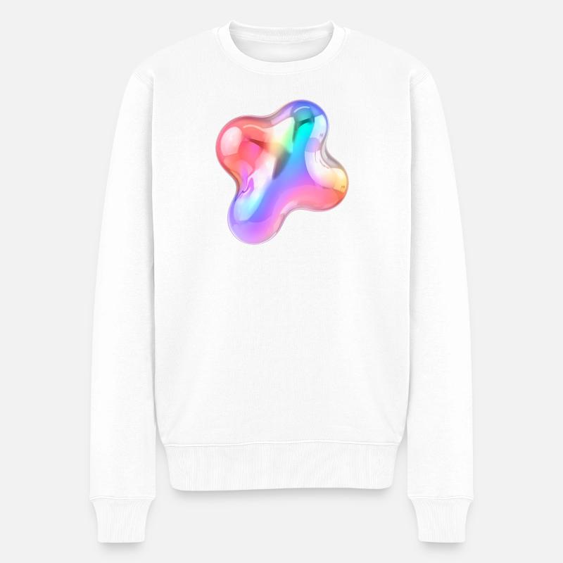 Regenbogen Glänzendes abstraktes Blob-Design - Männer Premium Bio Pullover - Weiß