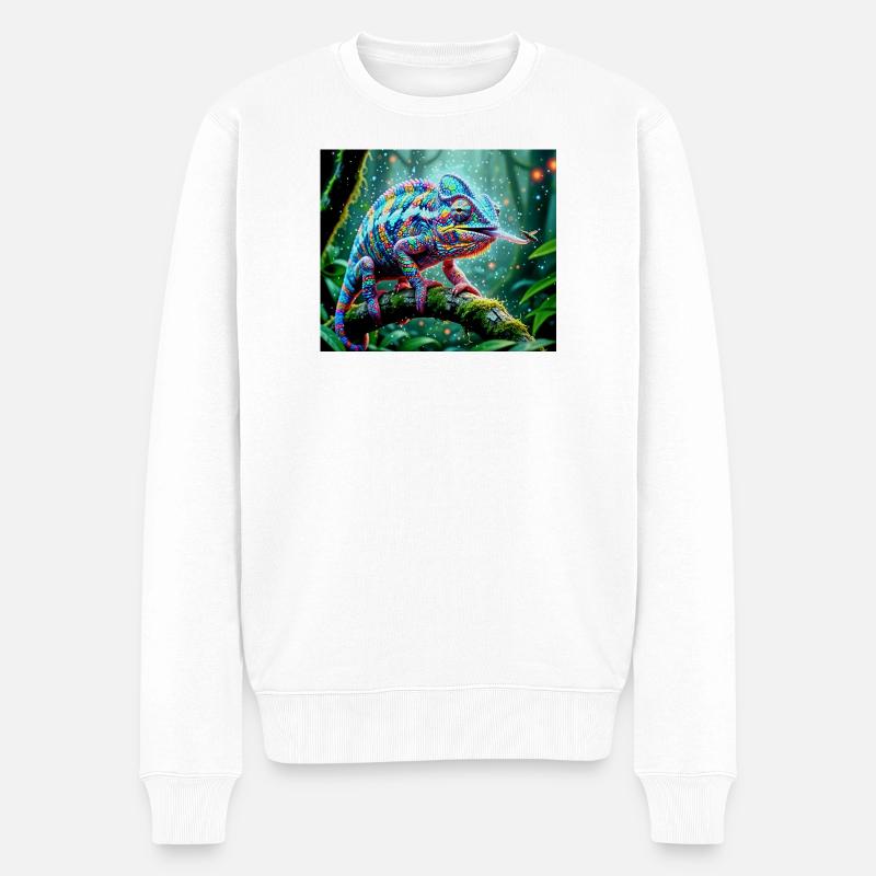 Neon Caméléon Jungle Magie - Pull Premium bio Homme - blanc