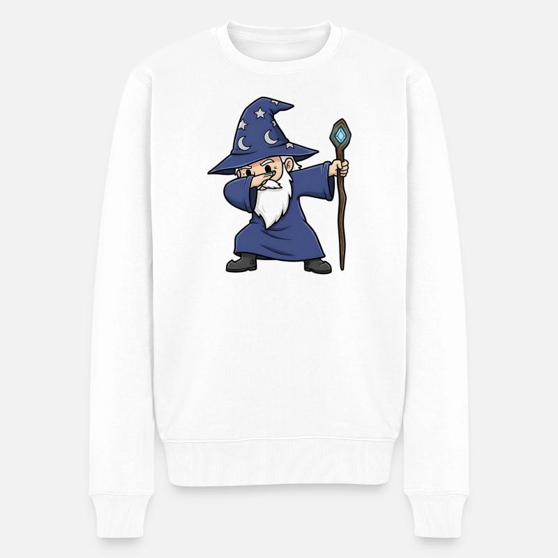 Dabbing Wizard – Lustiger Zauberer Design - Männer Premium Bio Pullover - Weiß