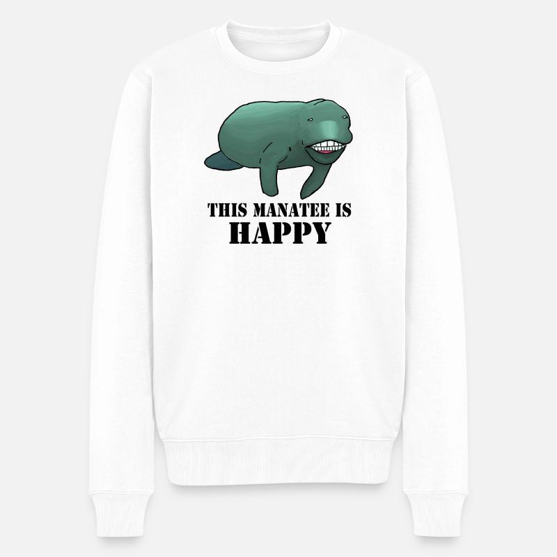 Die glückliche Seekuh - Männer Premium Bio Pullover - Weiß