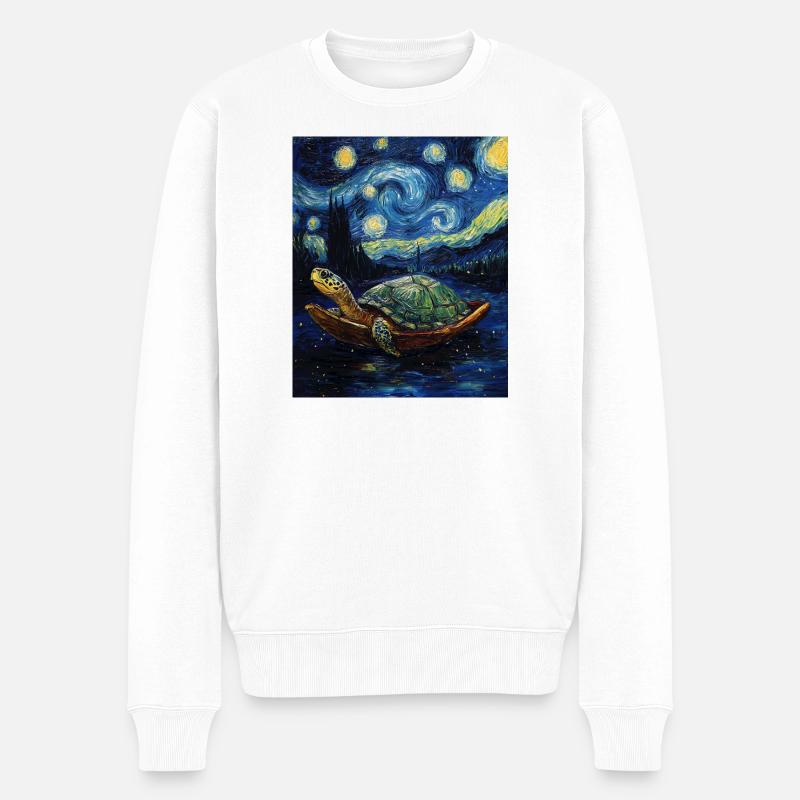 Schildkröte Van Gogh Style - Männer Premium Bio Pullover - Weiß