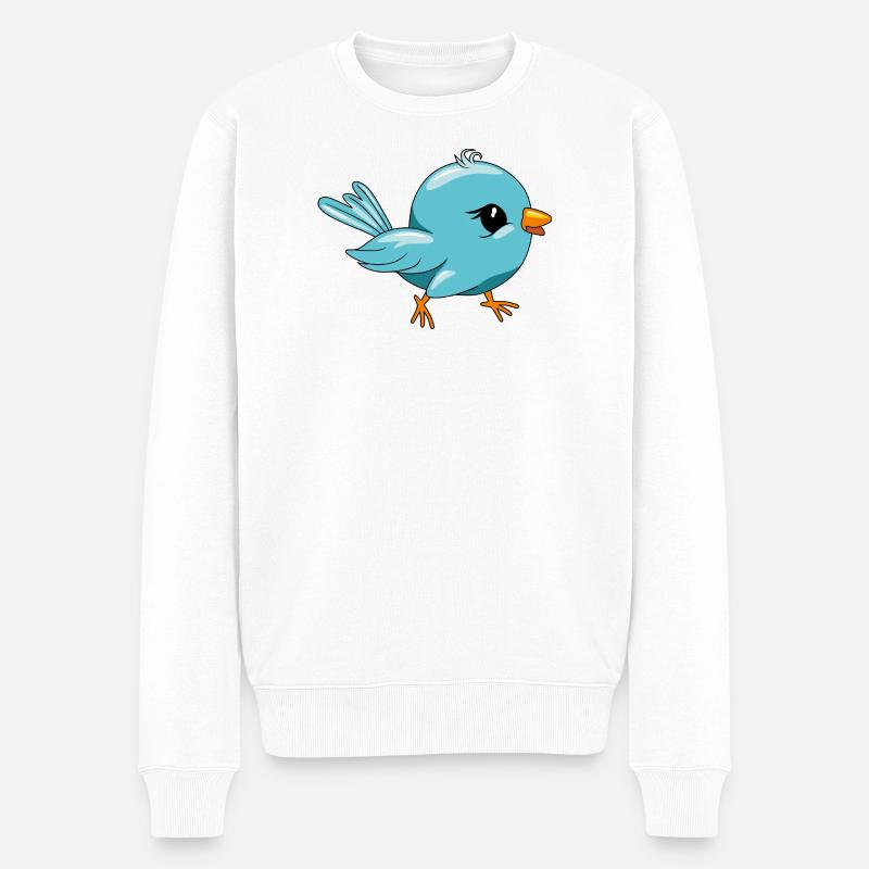 Oiseau bleu heureux mignon - Pull Premium bio Homme - blanc