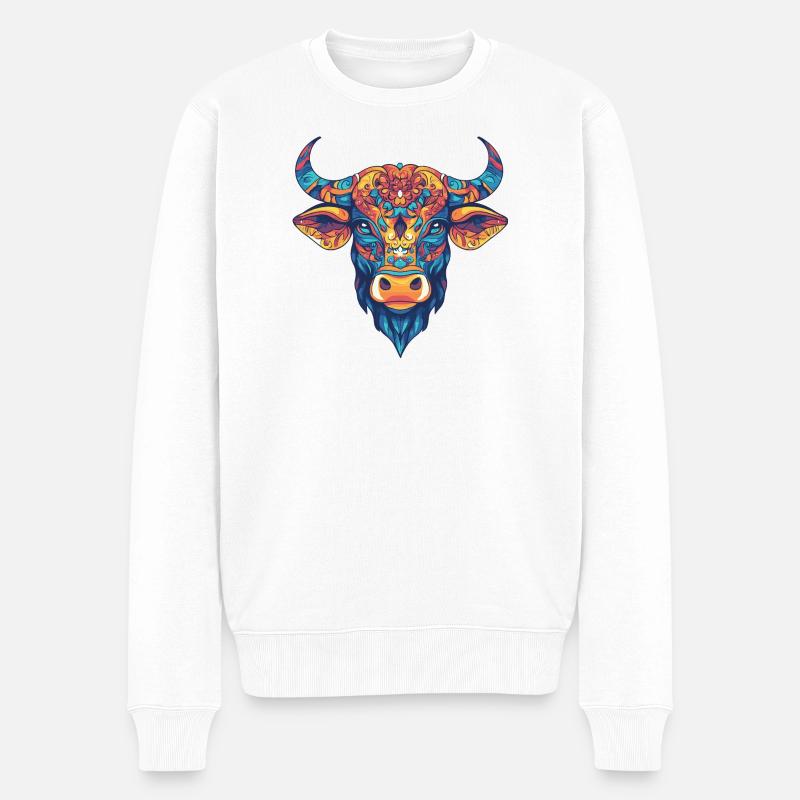 Bulle Bunt - Männer Premium Bio Pullover - Weiß