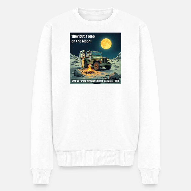 Mond Jeep Abenteuer 1969 - Männer Premium Bio Pullover - Weiß