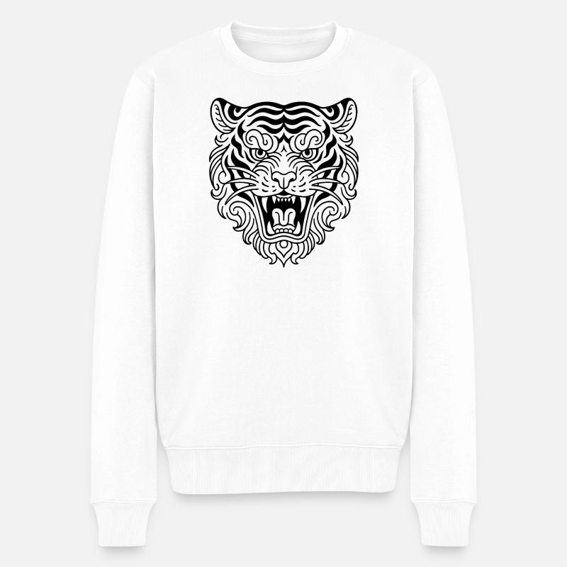 Tiger Head - Pull Premium bio Homme - blanc