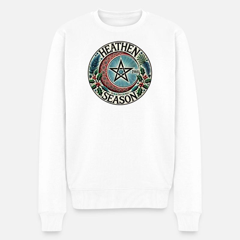Heidnische Jahreszeit Kreis Emblem - Männer Premium Bio Pullover - Weiß