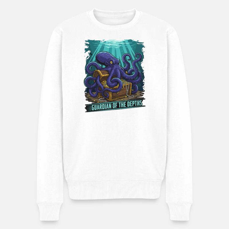 Tiefsee-Wächter-Oktopus-Schatz - Männer Premium Bio Pullover - Weiß
