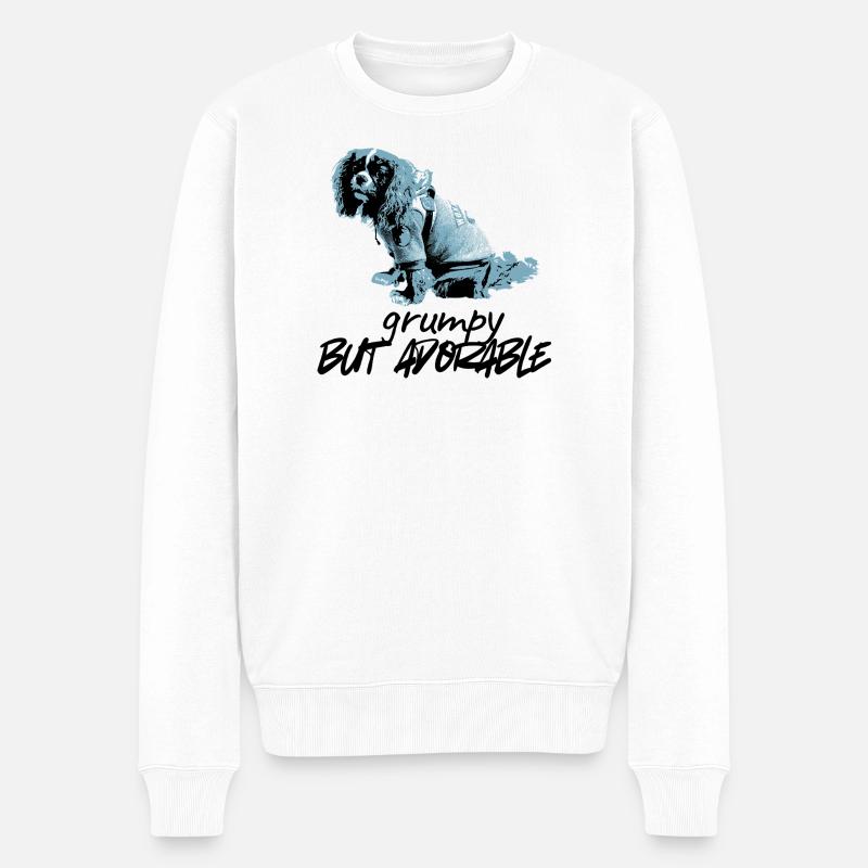 Blaues Hundeporträt im Stencil-Stil - Männer Premium Bio Pullover - Weiß