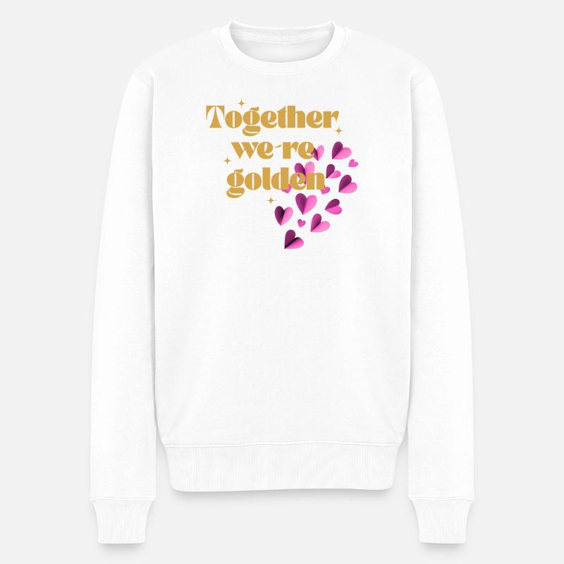 Gemeinsam sind wir Gold wert - Männer Premium Bio Pullover - Weiß