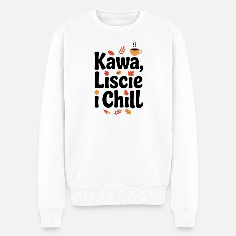 Kaffee, Blätter & Chill - Männer Premium Bio Pullover - Weiß