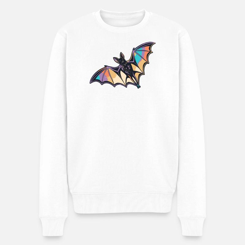 Stilisierte Regenbogenfledermaus - Männer Premium Bio Pullover - Weiß