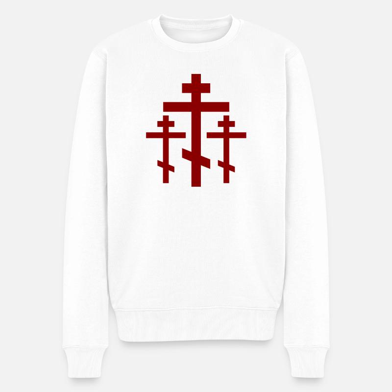 Rote Orthodoxe Kreuzengruppe - Männer Premium Bio Pullover - Weiß