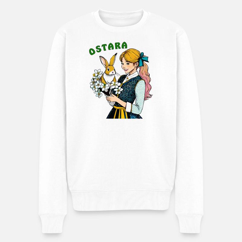 FRAU HASE BLUME OSTARA - Männer Premium Bio Pullover - Weiß