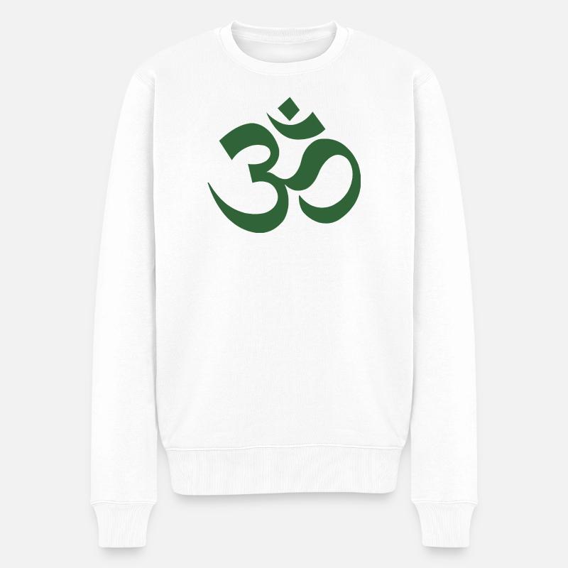 Om Symbol Dharma Muster - Männer Premium Bio Pullover - Weiß
