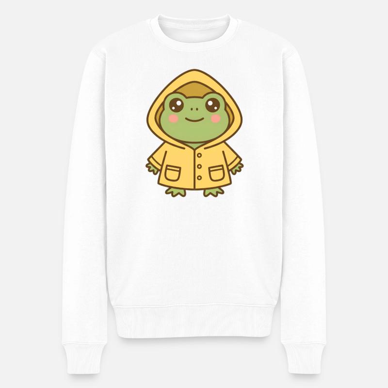 Grenouille avec imperméable - Pull Premium bio Homme - blanc